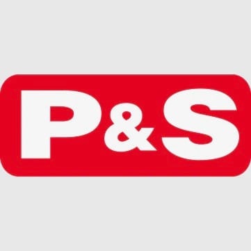P&S logo in white text on a red rounded rectangle background