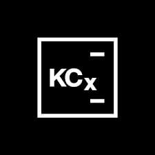 KCx logo with geometric square frame on black background
